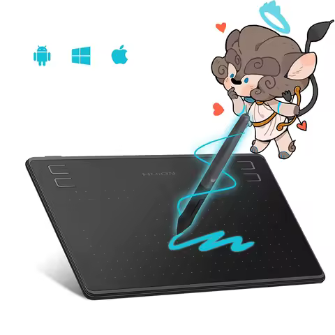 Huion HS64 Graphics Tablet Digital Pen Drawing Tablets with 8192 Battery-Free Stylus Press Keys Supp