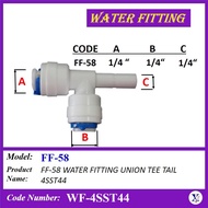 WF-4SST44 (1/4" X 1/4" 1/4") FF-58 EZ WATER FITTING UNION ELBOW BARB ~ 4SST44 FOR R.O.TUBE USE