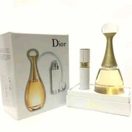 Dior迪奧 j’adore 真我宣言女性淡香水 100ml+白色皮質行動隨身瓶18ml套組Dior禮盒禮袋