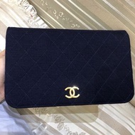 22cm Chanel vintage 深藍布面woc鏈條包