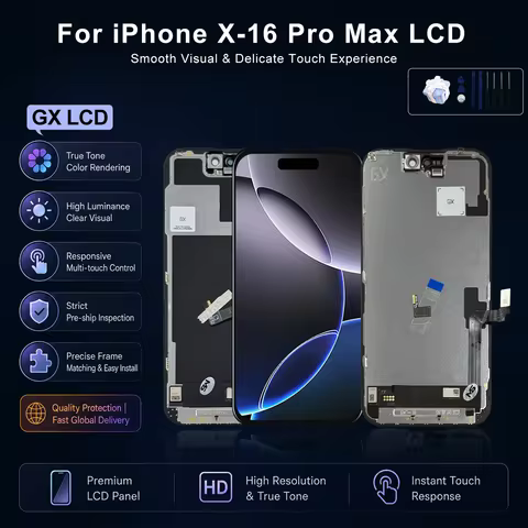 New GX OLED For iPhone X XR XS Max 11 12 Pro Display Touch Screen For 12mini 13 14 15 16 Pro Max 14 