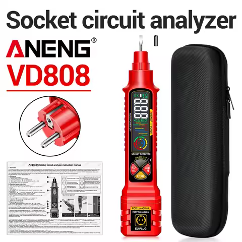 ANENG Socket Circuit Analyzer Socket Leakage Tester VD808 Digital Circuit Breaker Finder AC/DC Volta
