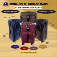 Sonia Polo Luggage Bag | 20, 24, 28, 32 inch | Luggage Bag Travel | Soft Suitcase Spinner Wheels, MY