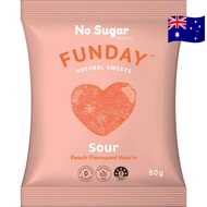 Funday Natural Sweets Sour Peach Hearts No Sugar Candy 50g imported from Australia 🇦🇺