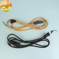 Zhongyanxi 220V AC Power Cords With Plug Switch Fabric Textile Covered Flex Cable Wire 1.8 Meters Ex