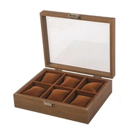 Watch Box Wooden & GlassELEGAN – Watch Box Organizer 4 6-Slot/ with Safe Lock