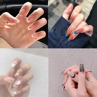 24Pcs DIY Fake Nails With Glue Set French Finger Nail Art Matte False Nail