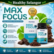 Nutridax Max Focus | Suplemen Otak & Fokus | DHA Ginkgo Biloba | Chocolate Flavour | 30 Tablets