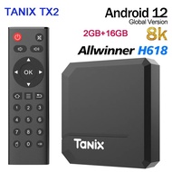 Tanix TX2 Android 12 Smart TV Box Allwinner H618 2.4G Wifi 8K HD 2GB 16GB Set Top Box Media Player PK TX3 TX6 TV Receivers