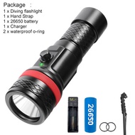 Asafee D26 Super Bright Professional Diving Flashlight SFT40 LED Underwater scuba Light 1500LM with 