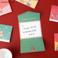 Fnw 5PCS Cartoon Kawaii Christmas Theme Greeg Cards Cute Blessing Envelopes Wrig Paper DIY Holiday Gift Message Cards SG