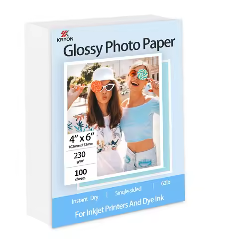 100 Sheets 4 x 6" Single Side Thin Paper Glossy Photo Print Inkjet Picture Photos Printer 230gsm 62l