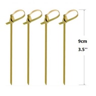 [100Pcs] Bamboo Skewer with Knot/Bamboo Stick Flower Knot String Fruit Stick Disposable Bamboo Knott