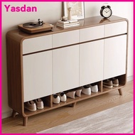 Shoe Cabinet Household 140cm Walnut Colour Solid Wood Shoe Rack New Removable Large Capacity Storage