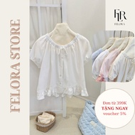 [Felora - Summer Collection] Korean Feminine Loose Lace Bear Shirt - 1018