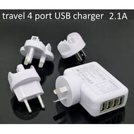 Plug Adapter USB Travel Charger Wall With 4 Port And 4 Plug Head