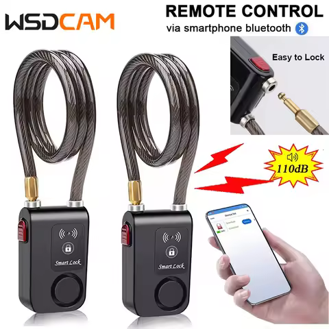 WSDCAM Bluetooth Bike Lock Alarm 110dB Smart Bike Alarm Lock Anti-Theft Vibration Alarm for Bicycle 