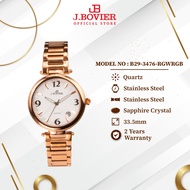 J.Bovier Sapphire Crystal Glass Quartz Women Watch B29-3476-RGWRGB