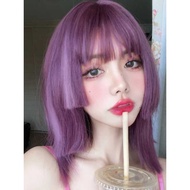 Wig Female Summer Medium Long Hair Clavicle Hair Comic Thin Rattan Purple Round Face Face Repair Pri