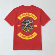 Vintage Retro Never Hibernate Always Dominate Panthera Red T-Shirt