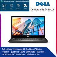 Refurbished - Dell Latitude 7490 Laptop 14 - Intel Core i7 8th Gen - i7-8650U - Dual Core 4.2Ghz - 256GB SSD - 8GB RAM - 1920x1080 FHD - Windows 10 Pro - 3 Month Warranty