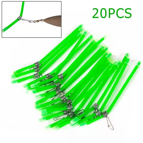 20 Pcs Sea Fishing Anti Tangle Feeder Boom Luminous Green ABS Anti Tangle Booms With Snaps Tube Bala