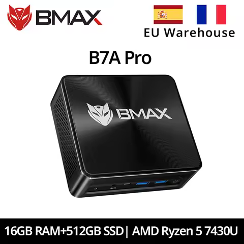BMAX B7 A Pro Mini Pc AMD Ryzen 5 7430U Processor AMD Radeon Graphics 16GB RAM 512GB SSD Windows 11 