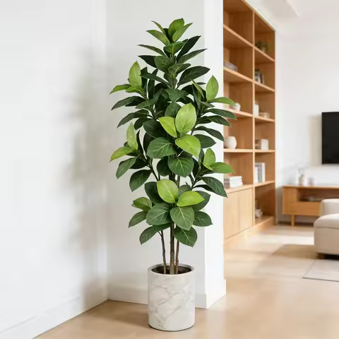 70-130cm Artificial Ficus Plants Large Fake Mulberry Tree Tropical Oak Leaf Plastic Fiddle Fig Plant