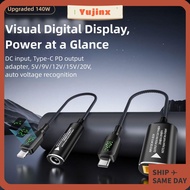 YUJINX Charging Cable Adapter, 5V 9V 15V 20V Input Digital Display DC to Type-C Converter, Universal