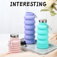 INTERESTING Foldable Water Bottle, 17oz BPA Free Collapsible Water Bottle, Portable Eco-Friendly Sil