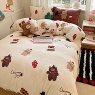 Christmas Tree Winter Bedding Set 4 in 1 Thickened Milk Fleece Warm 3.5 Feet 5 Feet 6 Feet 6.5 Feet