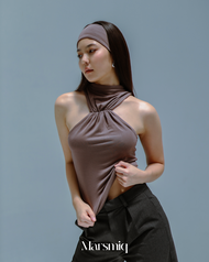 [MQ] Sandglass Top (Chocolate Size S/M) เสื้อผู้หญิงแขนกุด คอปีน (สีช็อคโกแลต ไซส์ S/M อก 30-34 นิ้ว