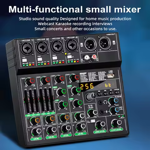 GAX-GT6 Professional audio mixer for home use, computer stage mixer, small USB mixer with sound card