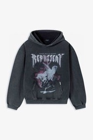 TAKE ME HIGHER HOODIE 復古水洗做舊聖母騎士白馬閃電英文印花連帽衛衣