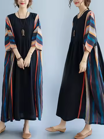 Loose Knee-Length Materni Dr Summer New Sle Oversize Women's Clothing Belly Concealing Age-Defng Lin