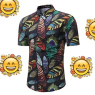 kemeja lelaki baju batik corak daun kasual men shirt wau tt32er