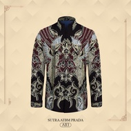 KEMEJA Prada exclusive jumbo batik long sleeve men's shirt, premium silk atbm material, slim fit men