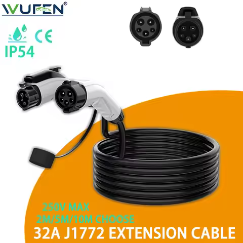WUFEN 32A 2M/5M/10M Electric Vehicle J1772 Extension Cord Charging J1772 female plug to Type1 male P