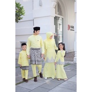 SET FAMILY WARNA SOFT YELLOW | RAYA KURUNG MODEN ELISA | BAJU RAYA SEDONDON | SET IBU ANAK