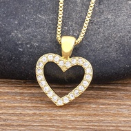 Classic Heart Shape Inlaid Shiny Rhinestone Gold-Plated Pendant Copper Zircon Necklace Women Charm Jewelry Wedding Romantic Gift