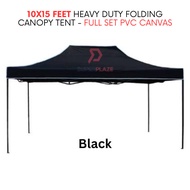 Black 10x15 Feet Full Set PVC Canvas Heavy Duty Folding Canopy Tent Kanopi Bazar Pasar Malam Tent