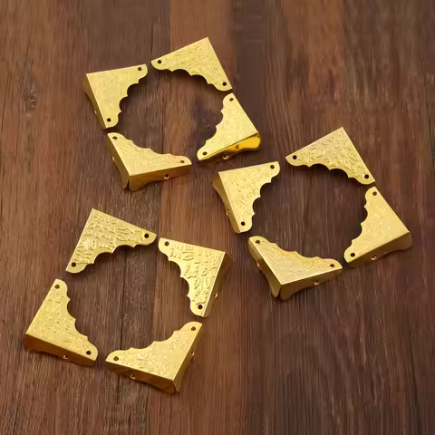 12PCS 37*37mm Retro Corner Decorative Protectors With Screws For Decorative Wooden Jewelry Chest Tab