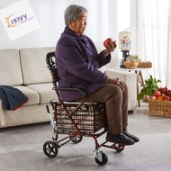 Elderly Scooter Four-Wheel Shopping Cart Luggage Trolley Foldable Shopping Cart Elderly Scooter B0GF