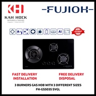 FUJIOH FH-GS5035 SVGL GAS HOB WITH 3 DIFFERENT BURNER SIZES - 1 YEAR LOCAL WARRANTY