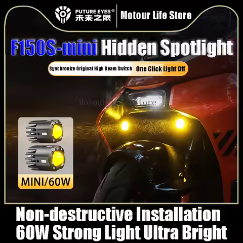 Future Eyes F150S-mini Hidden Motorcycle Spotlight Small Size 60W LED Lamp High and Low Beam Light L