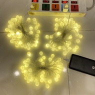 (Dùng Cổng Usb) Đèn Led Trang Trí Cherry Ball 6 mét 40 Bóng Tròn Không Tỏa Nhiệt Màu Vàng Decor Noel