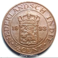 Koleksi Uang koin kuno N.E Indies 1/2 Cent  Tahun 1937/1938 - Cakep