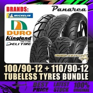 TAYAR MICHELIN, DURO, DELI, KINGLAND, CAMEL TUBELESS TYRE 100/90-12+110/90-12 FOR BENELLI PANAREA 12