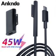 Ankndo USB Type C Power Supply Charger Adapter 45W 15V 3A PD Fast Charging Cable for Microsoft Surfa