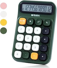 M&G Mechanical Switch Calculator, 12 Digits, Large LCD Display and Big Buttons, Cute Green Desktop C